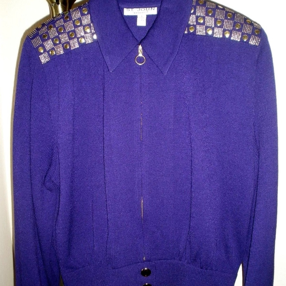 St. John Separates Dark Purple & Gold Sweater Sz L